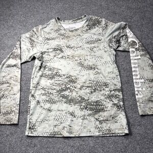 Columbia PFG Omniwick‎ Youth 10/12 Green Fishscale Pattern Pullover Shirt UPF 50